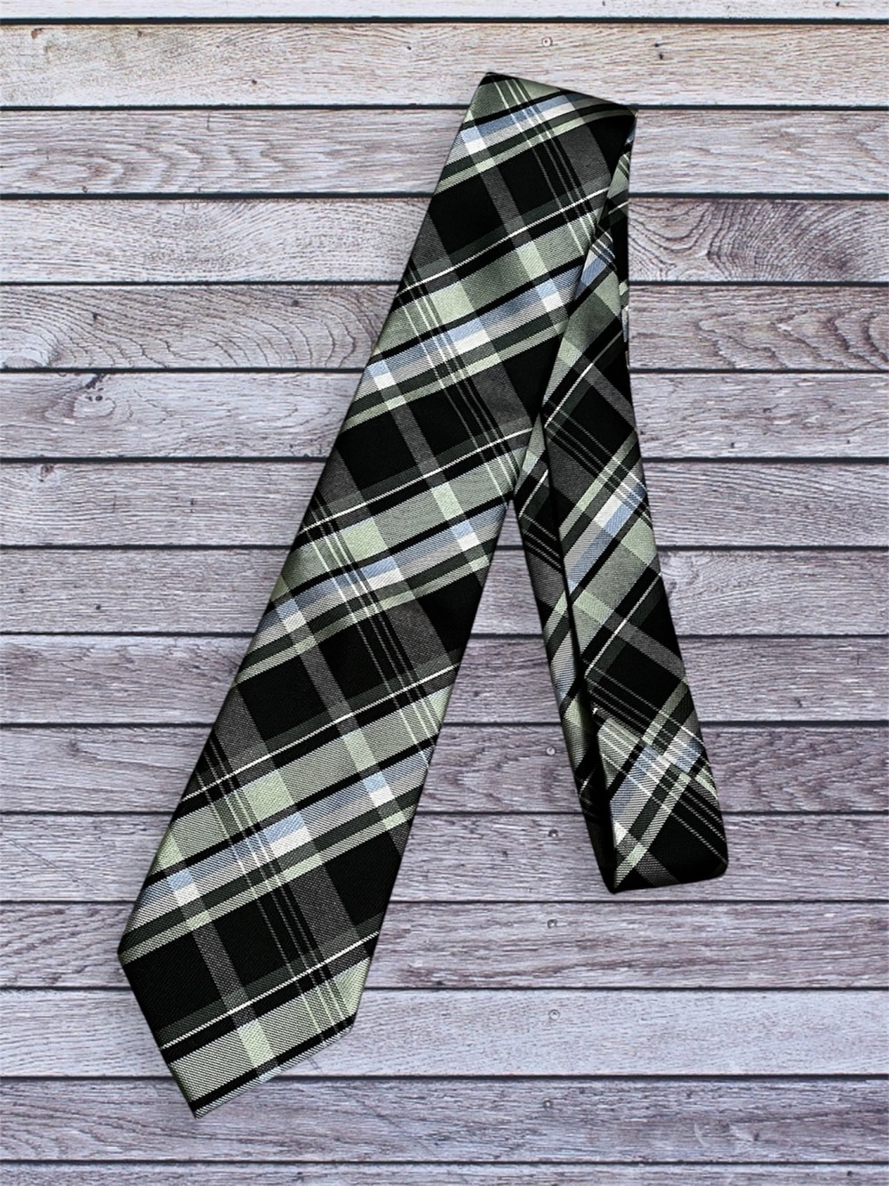 Colours Alexander Julian Green, Blue & Gray Plaid Men's Tie
